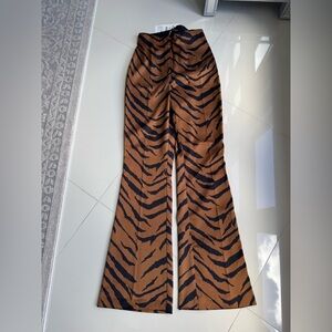 Zara Black and Brown Animal Print Pants